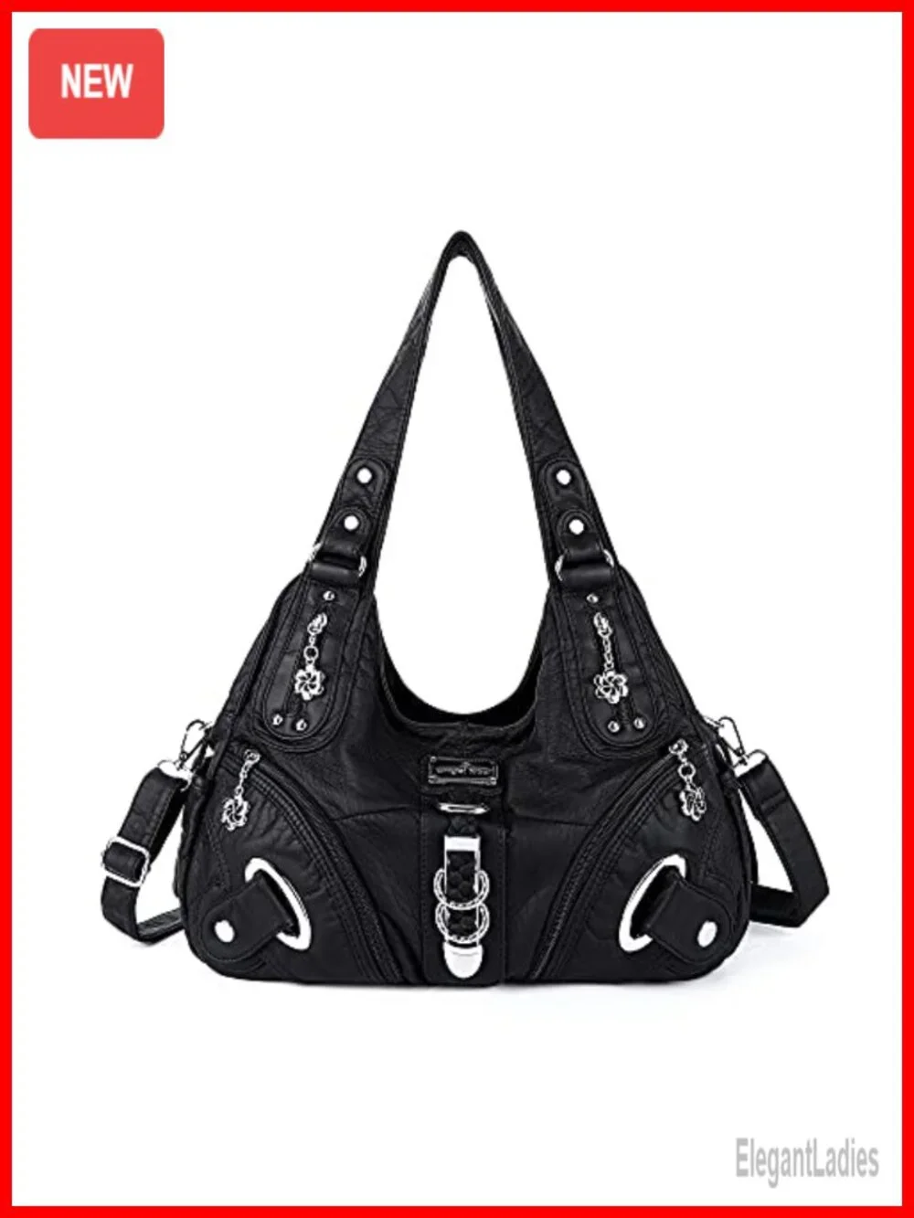 Women's Hobo Handbag Satchel Large Shoulder Bag Washed PU Leather Crossbody